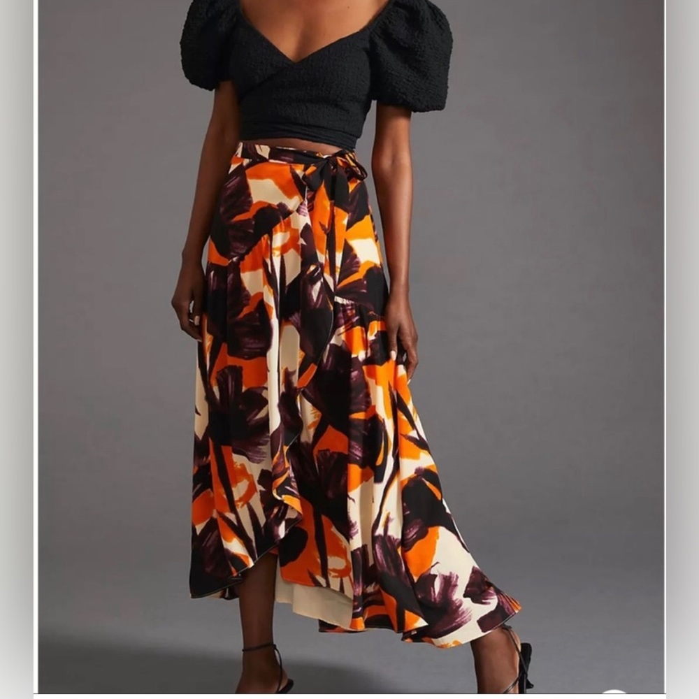 Anthropologie Hutch Printed Wrap Maxi Skirt